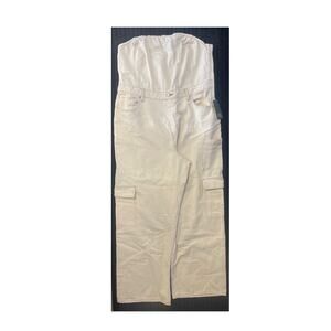 Wild Fable Women’s Cream Halter Cargo Overalls Size XL Wide Leg